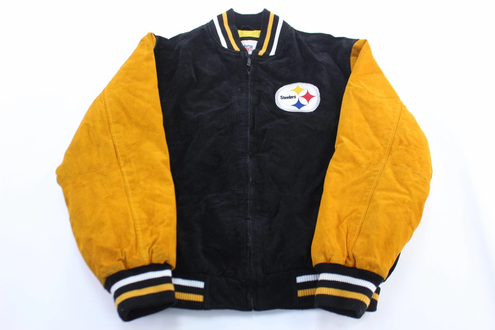 Pittsburgh Steelers Embroidered Suede Leather Football Jacket Modern Tailoring