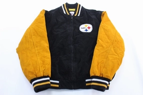 Pittsburgh Steelers Embroidered Suede Leather Football Jacket Modern Tailoring