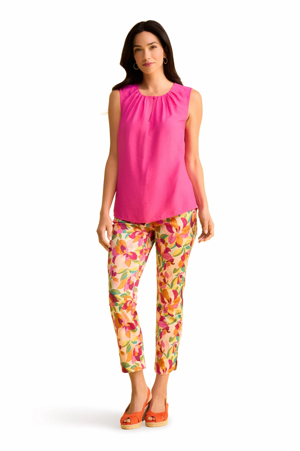 Pleat Detail Camisole - Bright Rose Flattering Drape