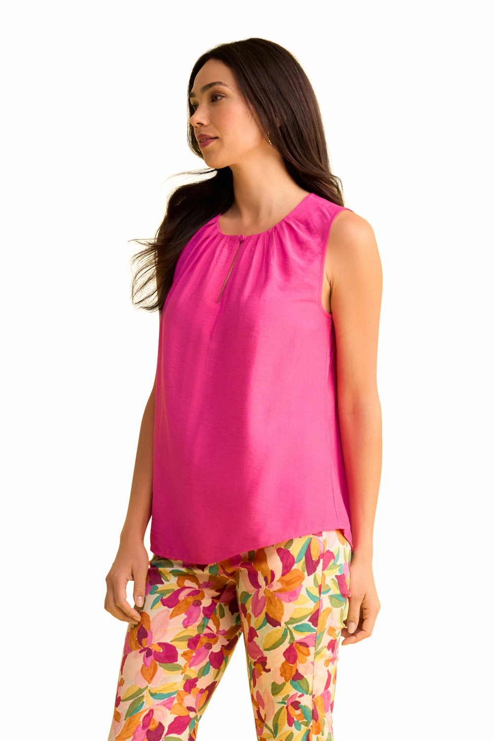 Pleat Detail Camisole - Bright Rose ReflectiveAccents PreWashed