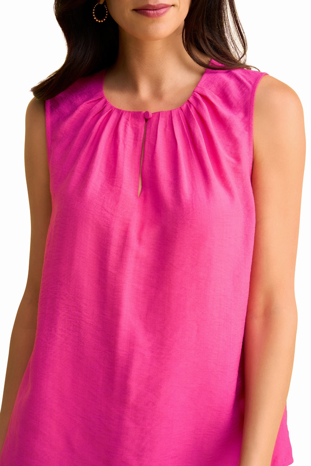Pleat Detail Camisole - Bright Rose Office Look Durable Blend