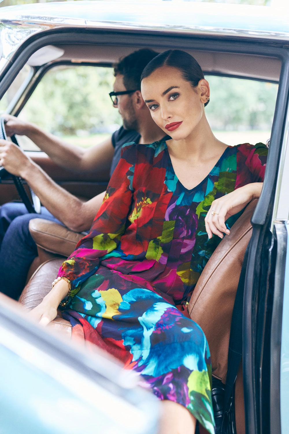 Formal Occasion Effortless Tailoring Pleated Georgette Dress - Oversized Floral