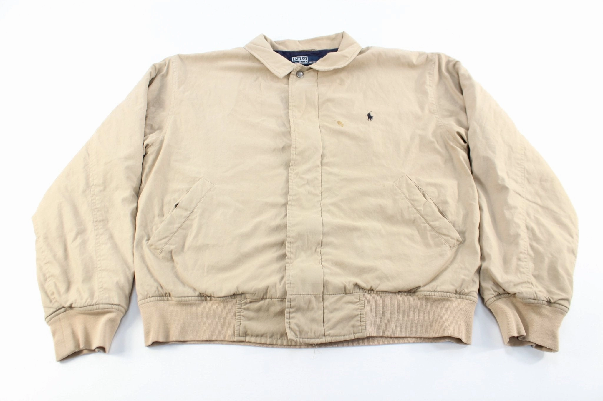 Polo by Ralph Lauren Embroidered Logo Beige Zip Up Jacket Winter Protection Daily Comfort