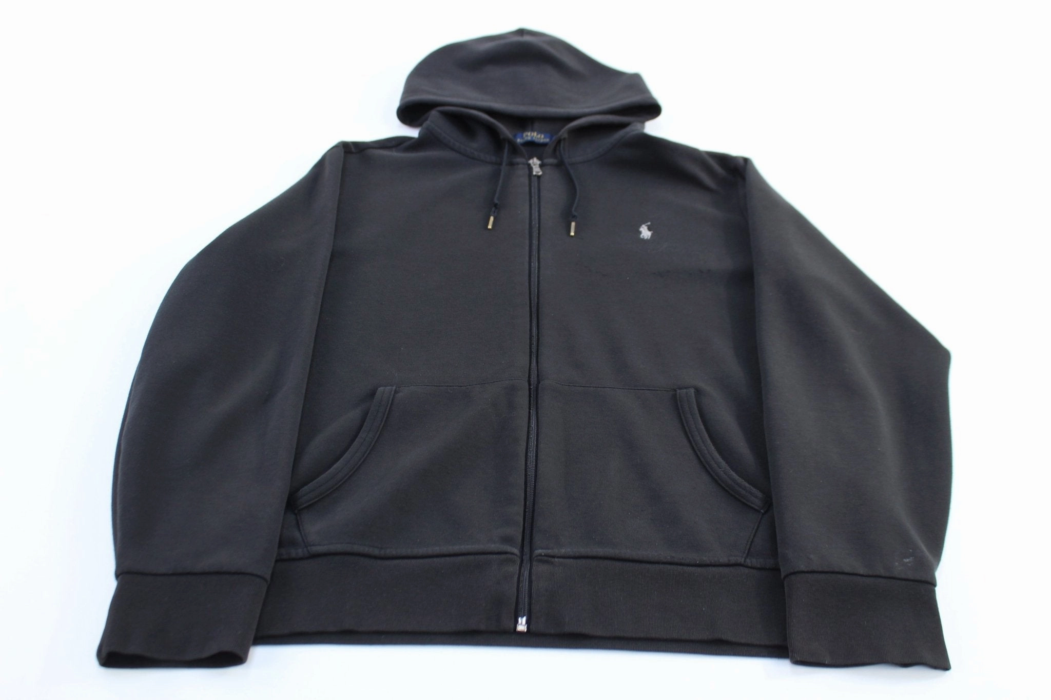 Cowboy slim Polo by Ralph Lauren Embroidered Logo Black Zip Up Jacket