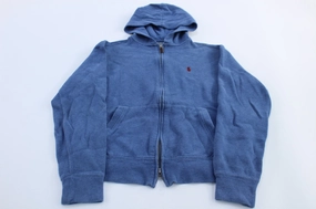 Polo by Ralph Lauren Embroidered Logo Blue Full Zip Hoodie Windblocker Protection Asset