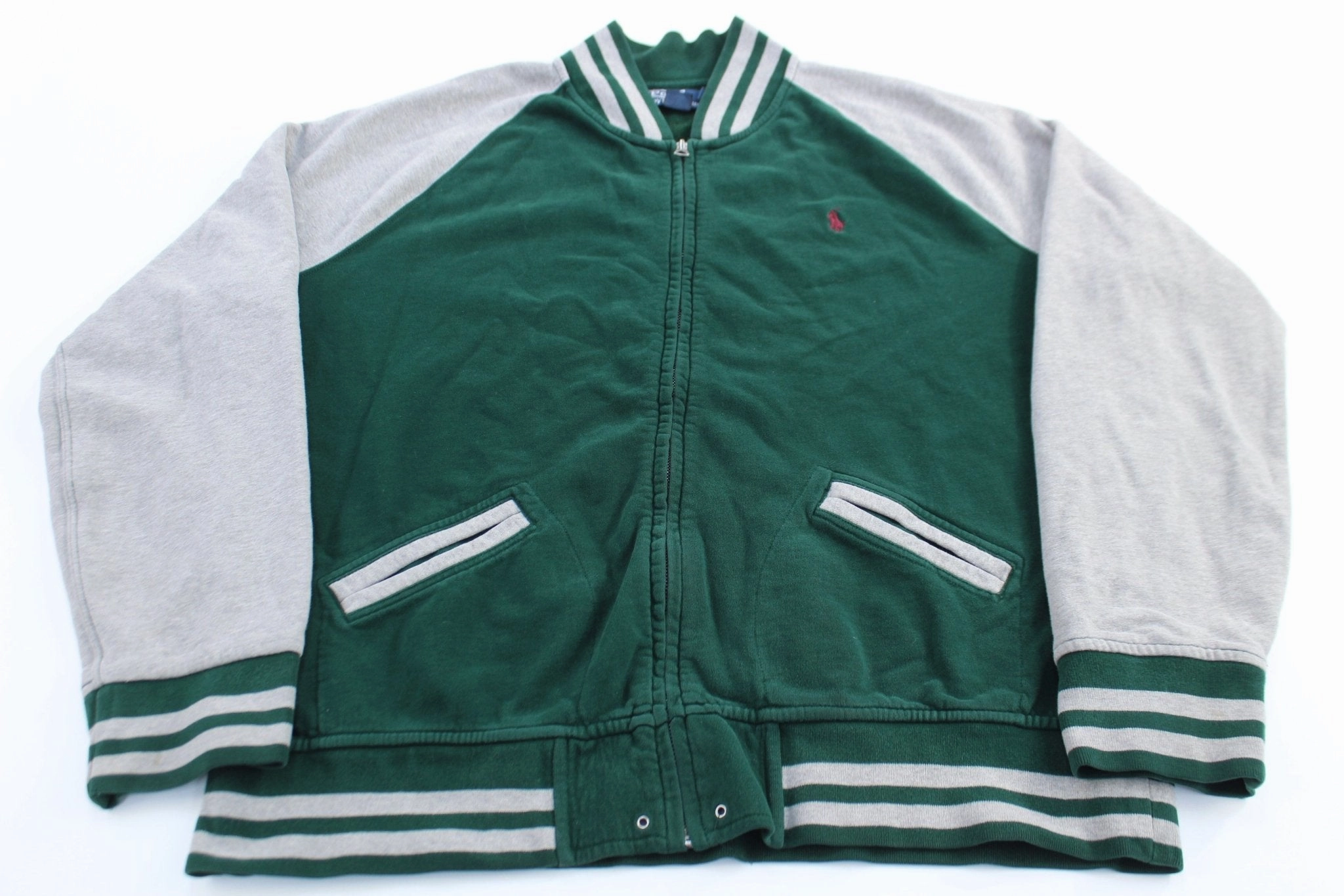 humid Moisture Wicking Lining Polo by Ralph Lauren Embroidered Logo Grey & Green Zip Up Jacket