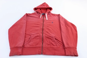 Pub clearance Polo by Ralph Lauren Embroidered Logo Red Full Zip Hoodie