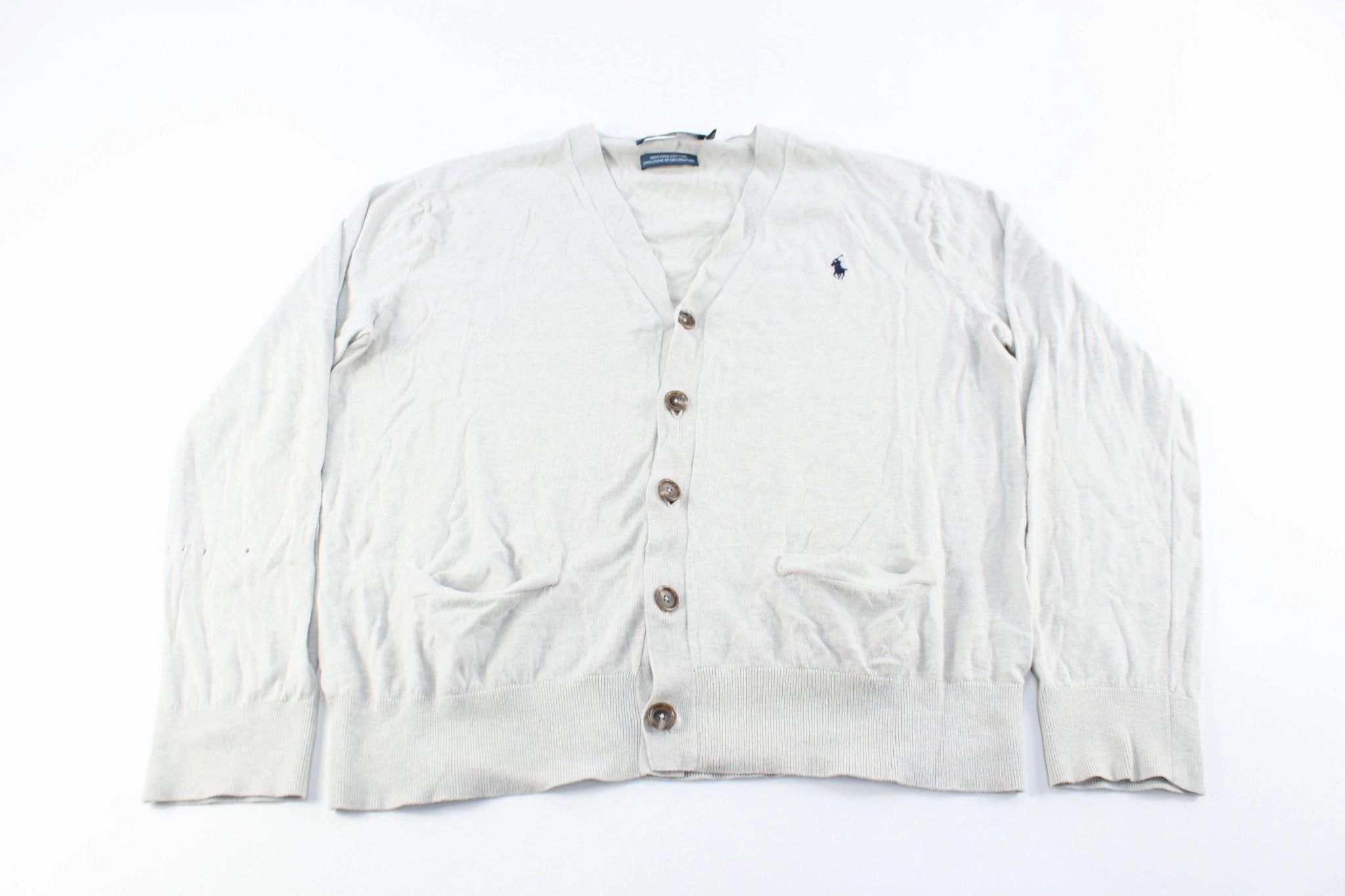 Polo by Ralph Lauren Light Grey Cardigan Streetwear Fashion Retro