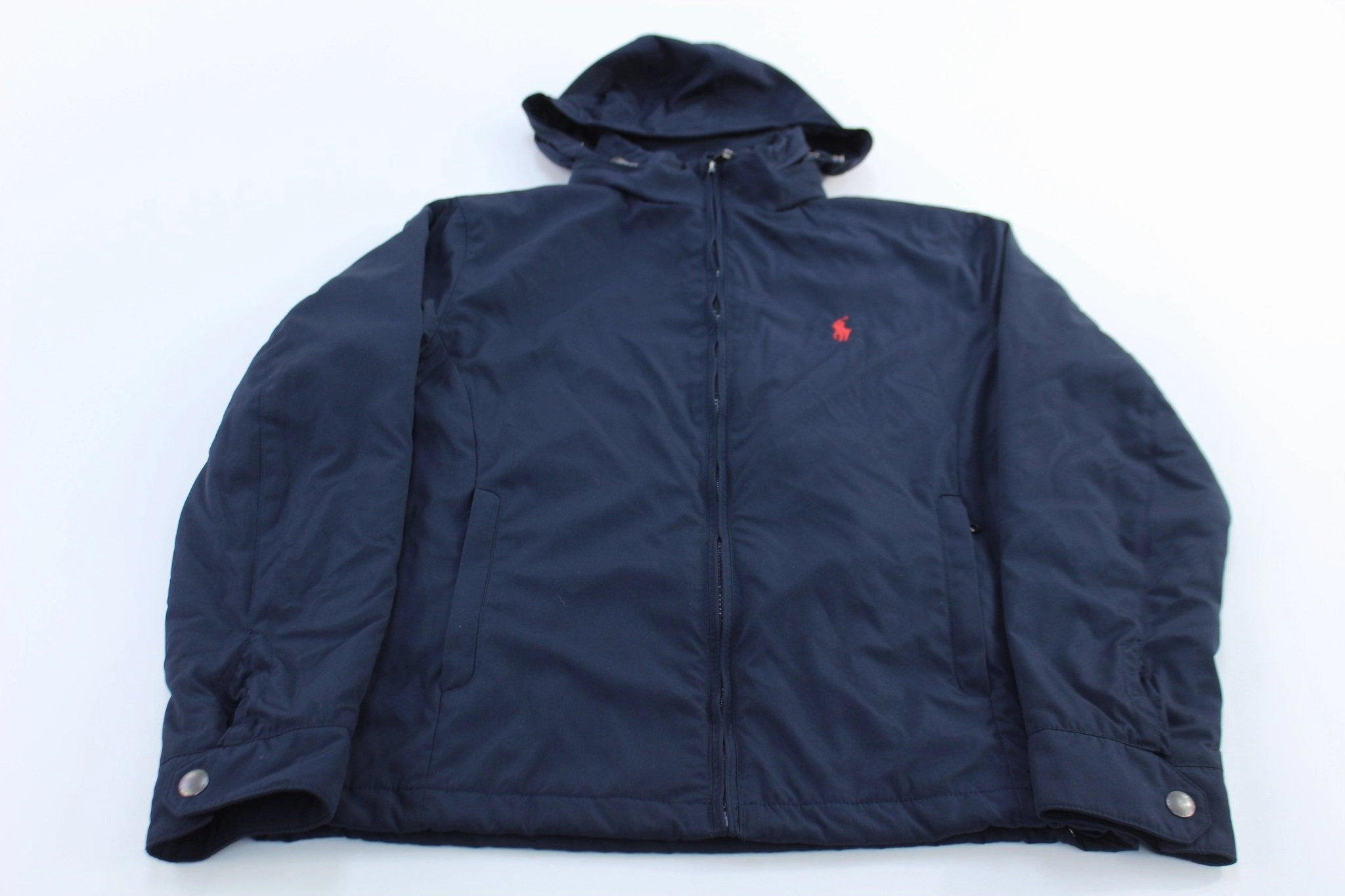 Polo Ralph Lauren Embroidered Logo Blue Hooded Zip Up Jacket Non Restrictive Silhouette
