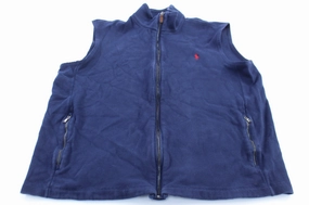 Casual Wear Hood Included Polo Ralph Lauren Embroidered Logo Blue Zip Up Vest