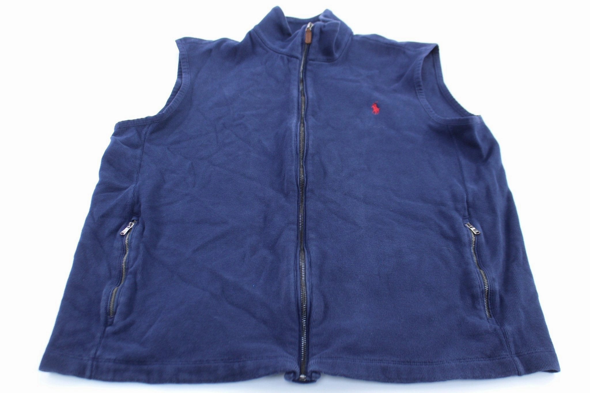 Casual Wear Hood Included Polo Ralph Lauren Embroidered Logo Blue Zip Up Vest