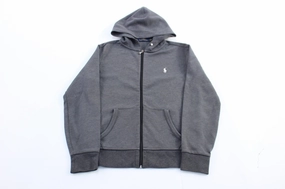 Noise Free Fabric Polo Ralph Lauren Embroidered Logo Grey Zip Up Hoodie