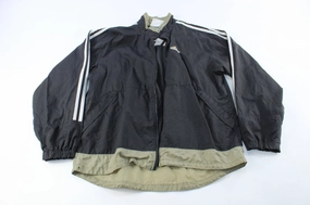 gardeners Charm Adidas Embroidered Logo Black & Tan Striped Zip Up Jacket