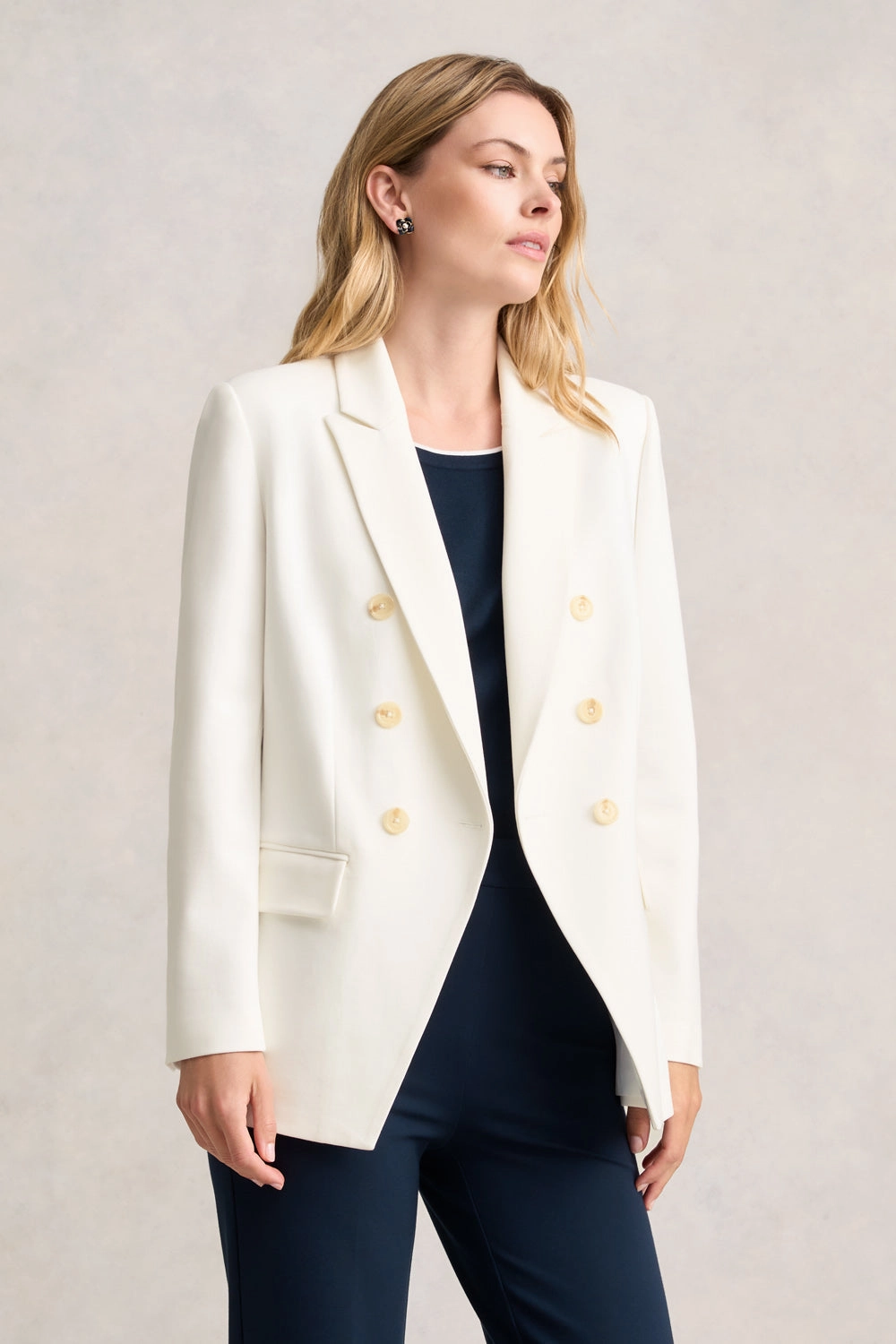 Ponte Blazer - White Daily Wear Reinforced Elbows