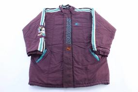 90's Mighty Ducks Embroidered Starter Hockey Zip Up Jacket suitable for modeling Promulgate