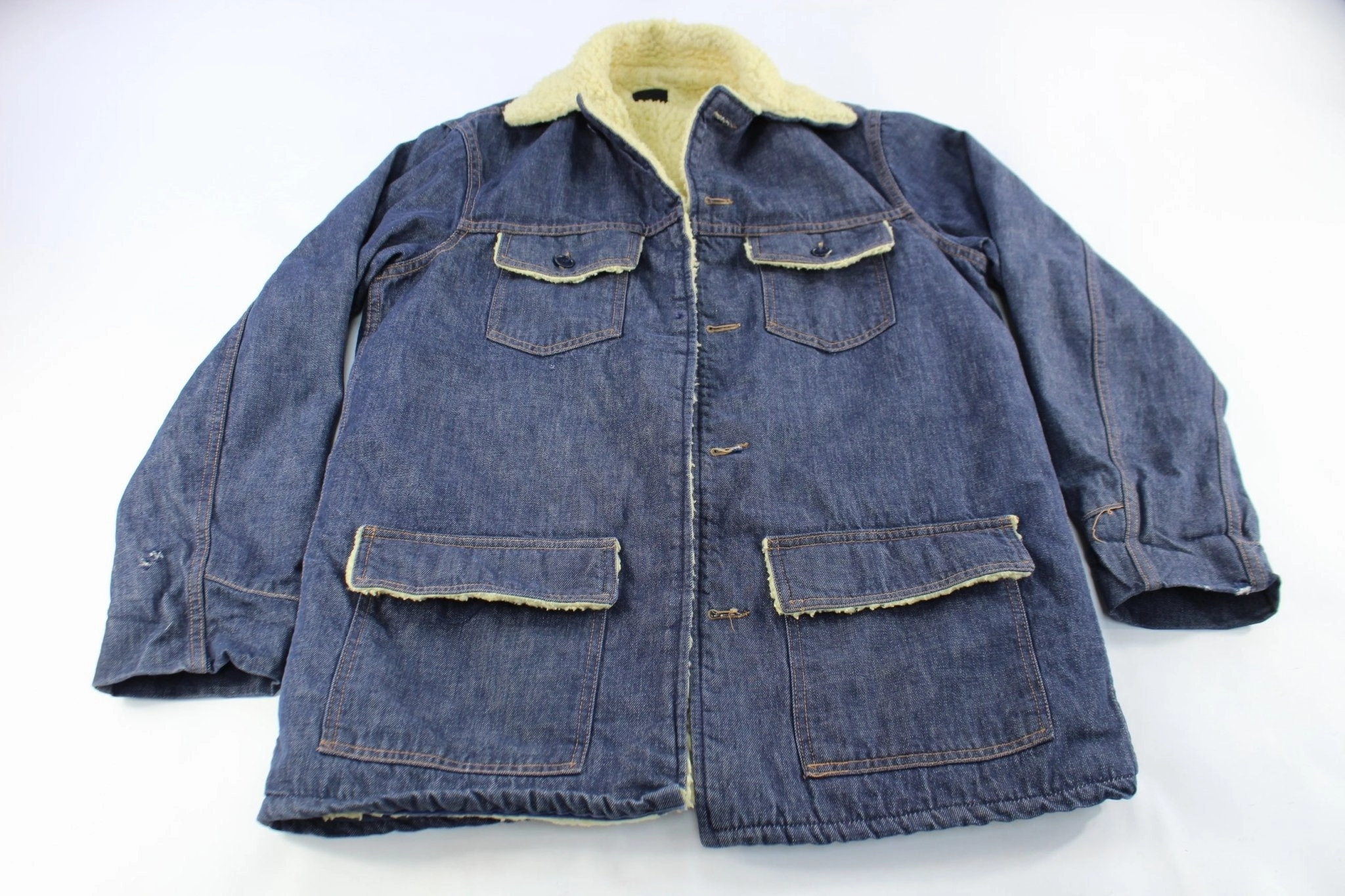 casual outing Oil Vintage Sears Roebucks Sherpa Lined Denim Jacket