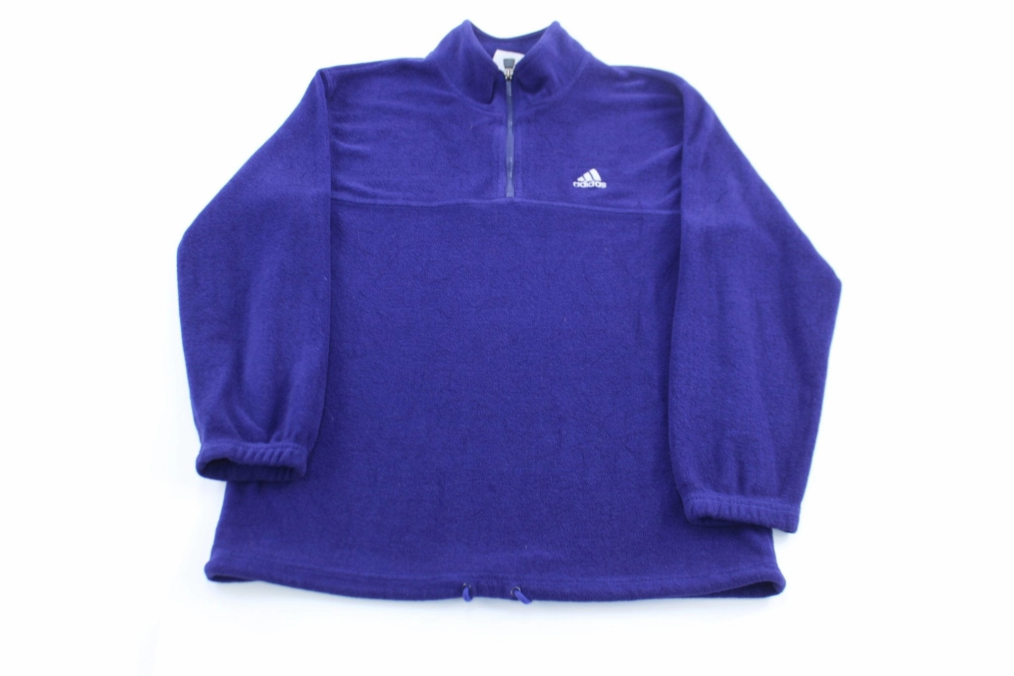AntiPilling Surface Finish Vintage Adidas Embroidered Logo Blue Fleece Pullover