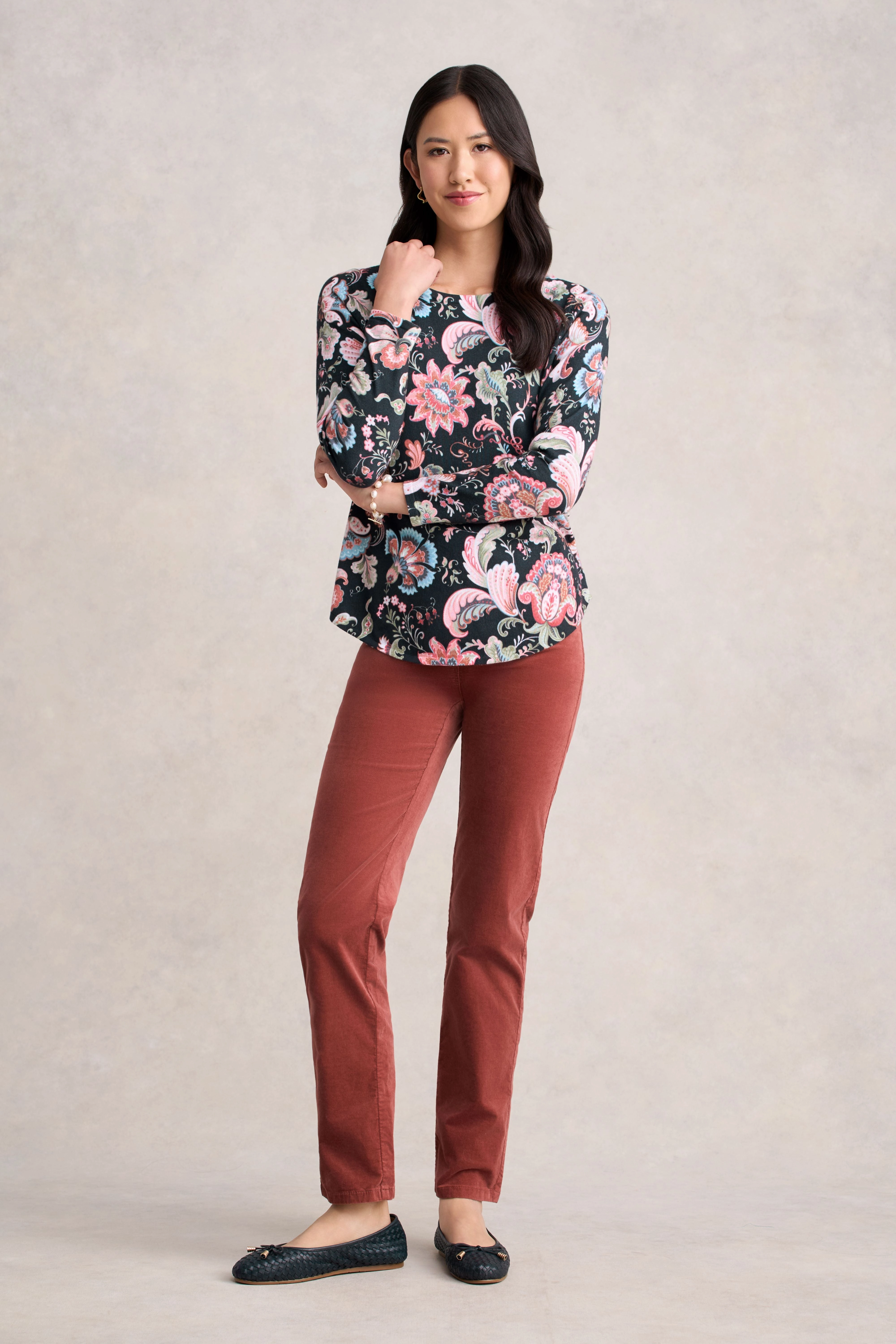 Printed Cotton Jumper - Tapestry Print Midweight Feel