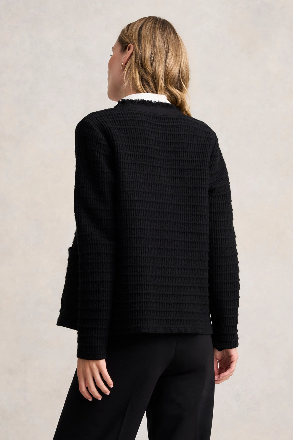 Tweed Knit Jacket - Black Puffer Design