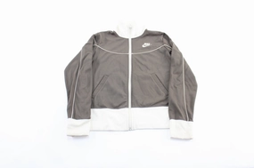 Women's Nike Embroidered Logo White & Brown Zip Up Jacket Legacy