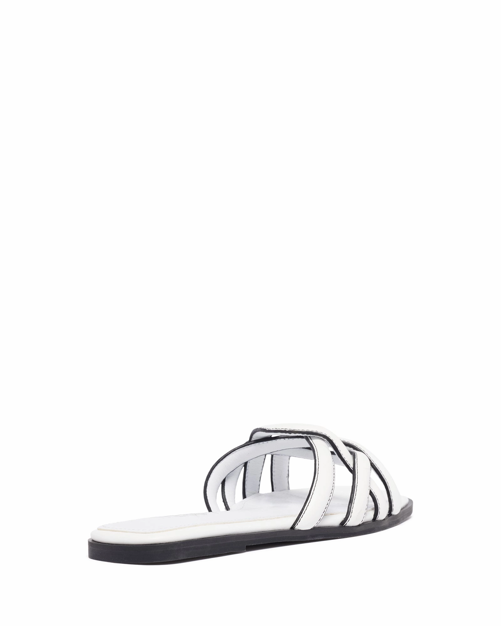 Wide Strap Gabrielle Flat Sandal White Burnished