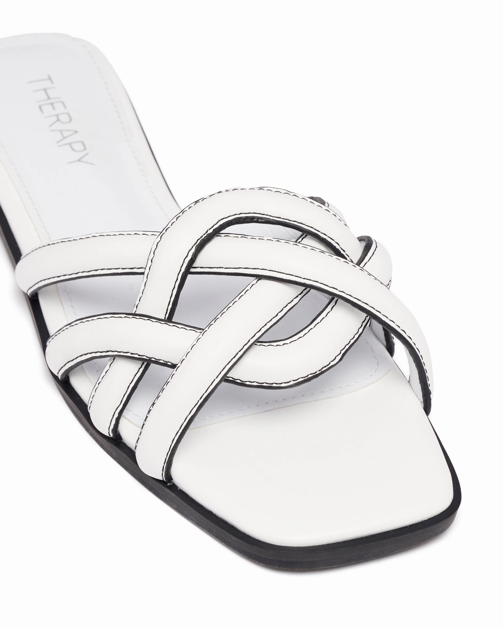 Chic Straps Gabrielle Flat Sandal White Burnished