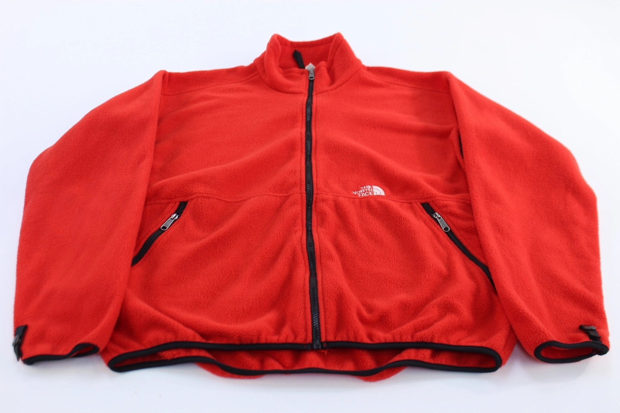 The North Face Embroidered Logo Red Fleece Zip Up Jacket Relax Shell