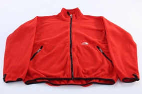 The North Face Embroidered Logo Red Fleece Zip Up Jacket Relax Shell