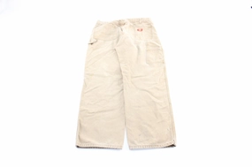 Dickies Logo Patch Tan Workwear Pants Easy Care Fabric Finish High Quality Material