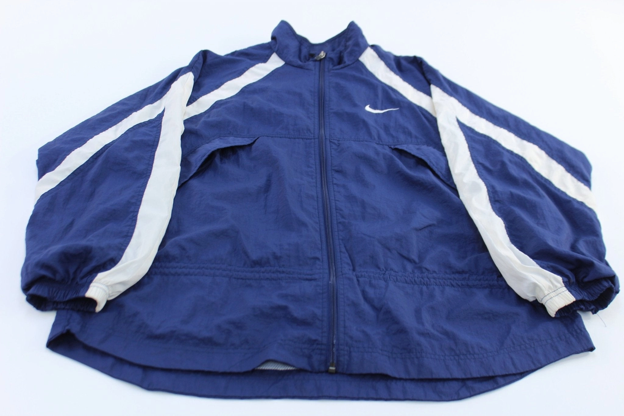 Cool Ready Articulated Elbows Women's 90's Nike Embroidered Logo Blue & White Zip Up Jacket