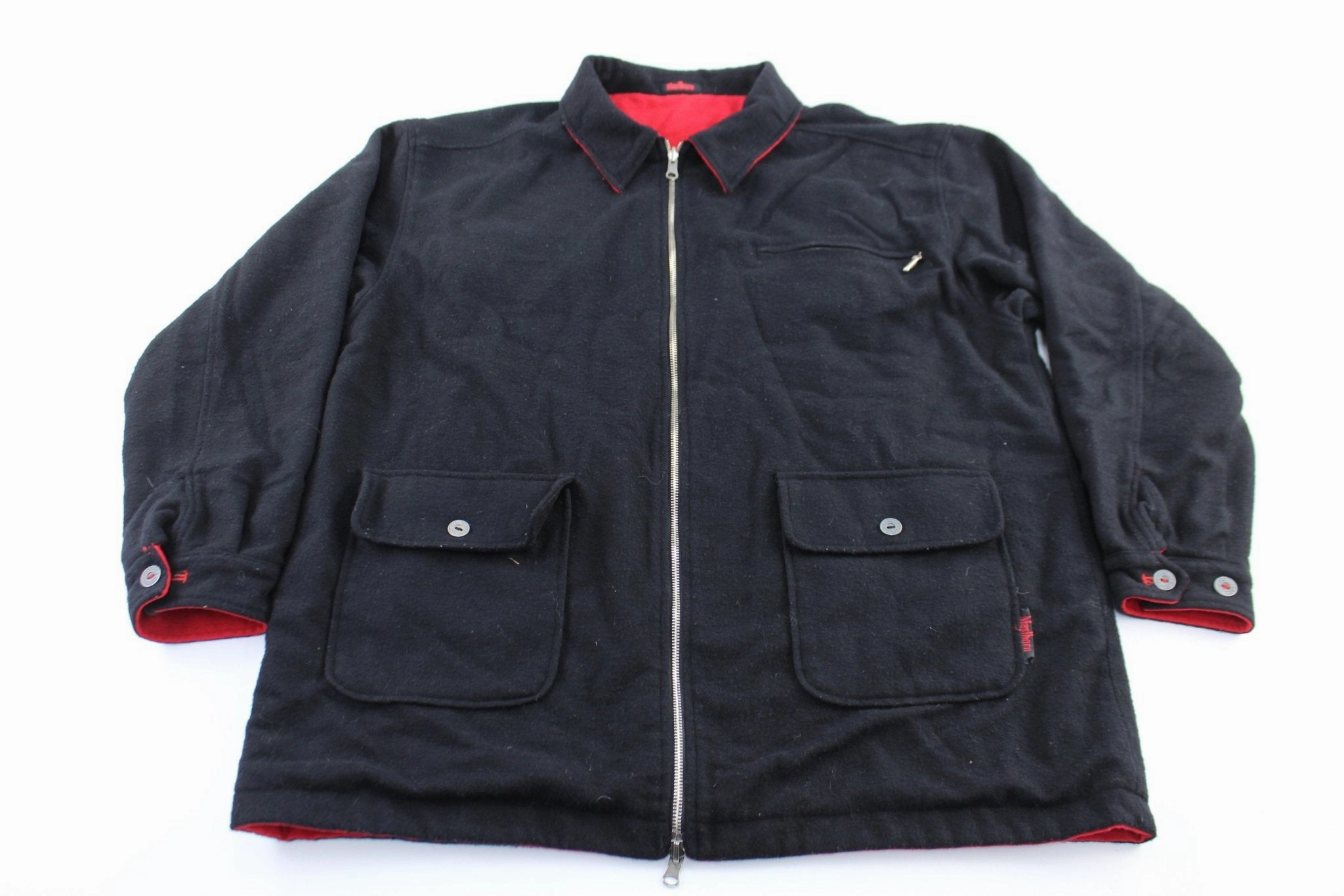 Marlboro Black & Red Reversible Zip Up Jacket Rugged Look