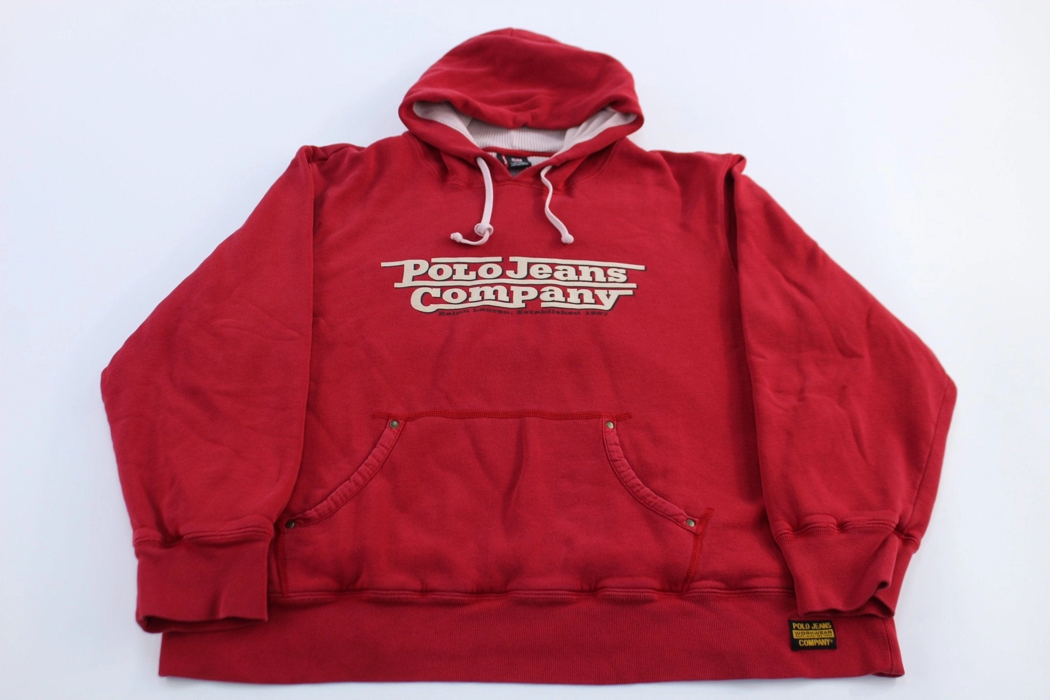 Collapsible Hood Structure Ralph Lauren Polo Jeans Company Waffle Knit Lined Pullover Hoodie