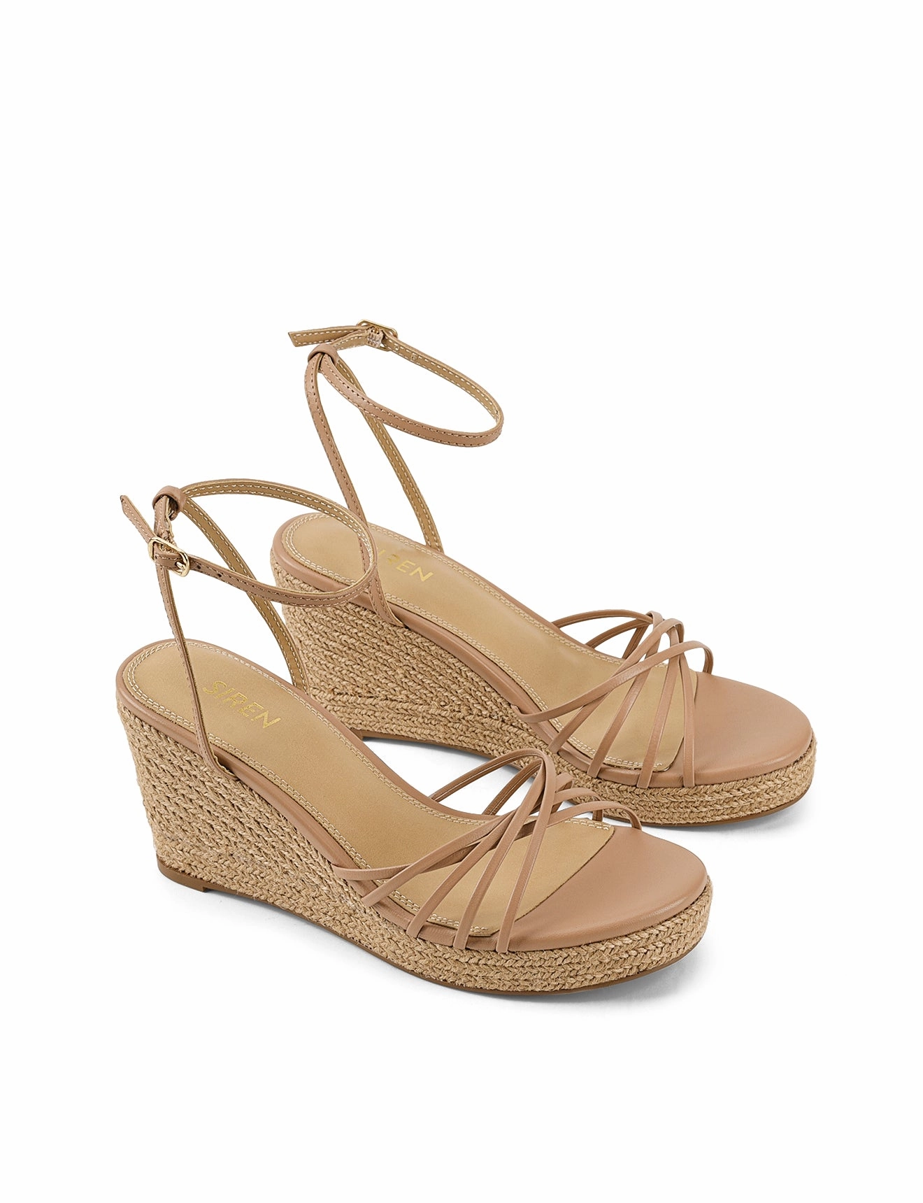 Reagan Rope Wedges - Almond Tan Leather Durable Build
