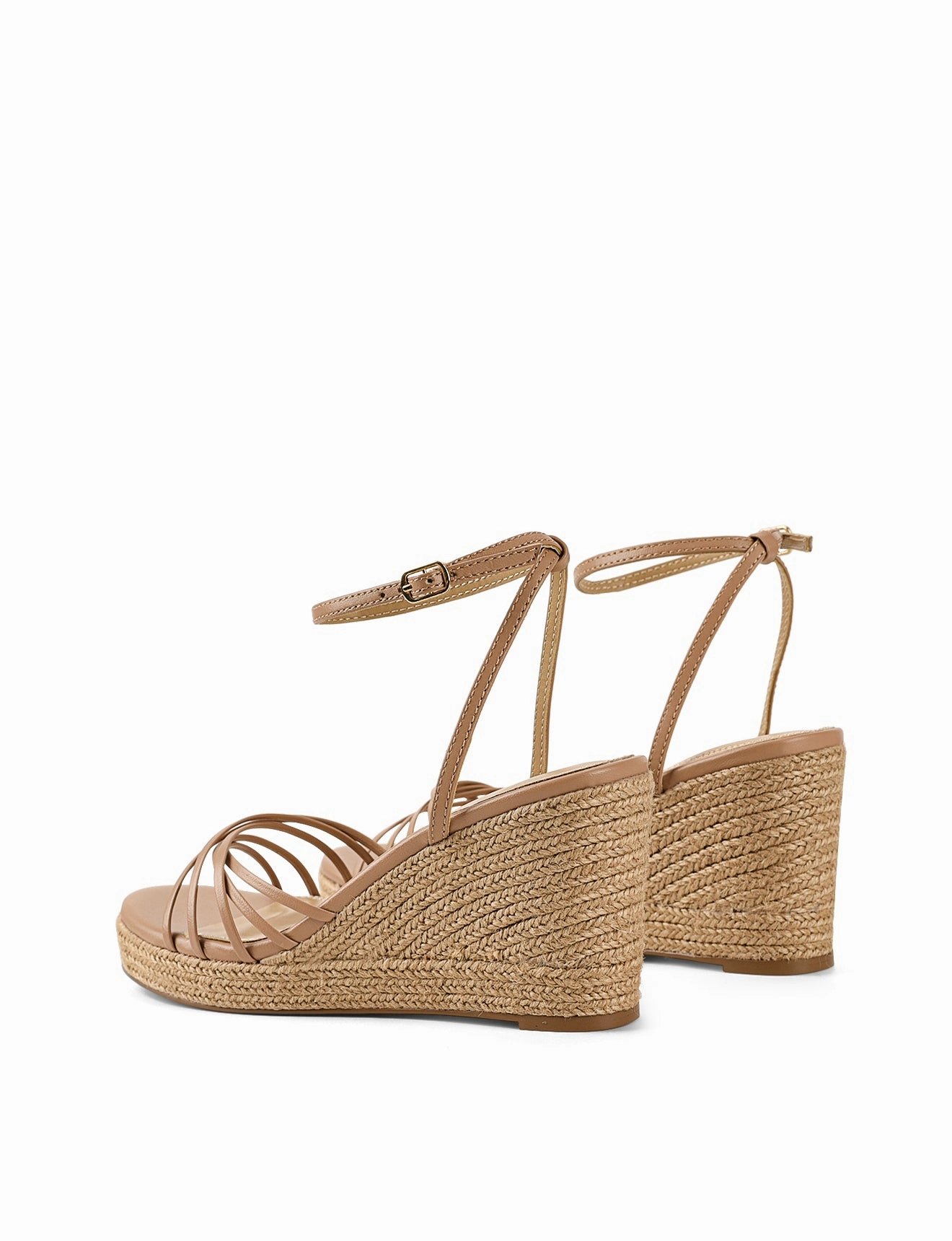 Cute Party Heels Reagan Rope Wedges - Almond Tan Leather
