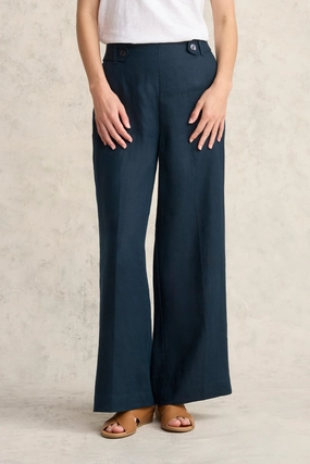 Eco Dye Process Full Length Waist Tab Linen Pant - Ink