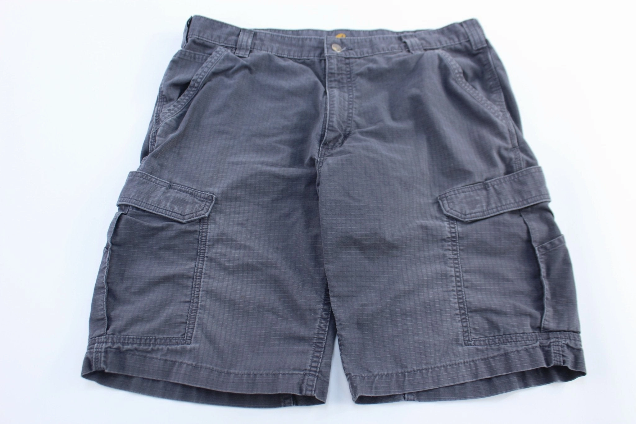 Carhartt Logo Patch Grey Relaxed Fit Cargo Shorts Adjustable Drawcord