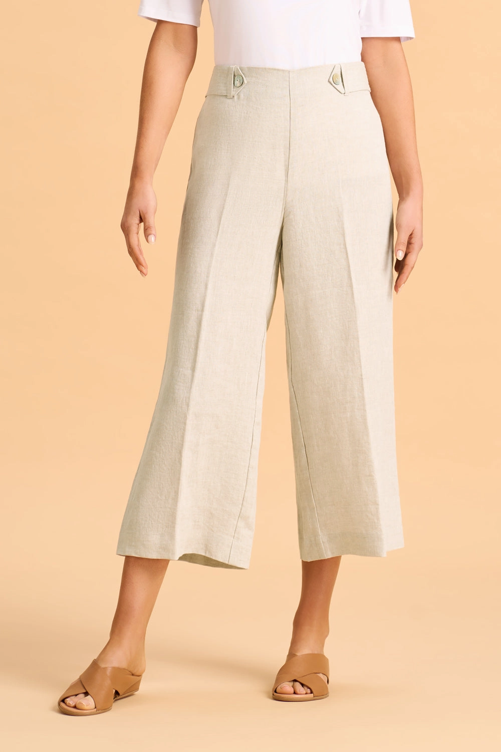 Waist Tab Linen Culotte - Natural Cross Dye SustainableManufacturing