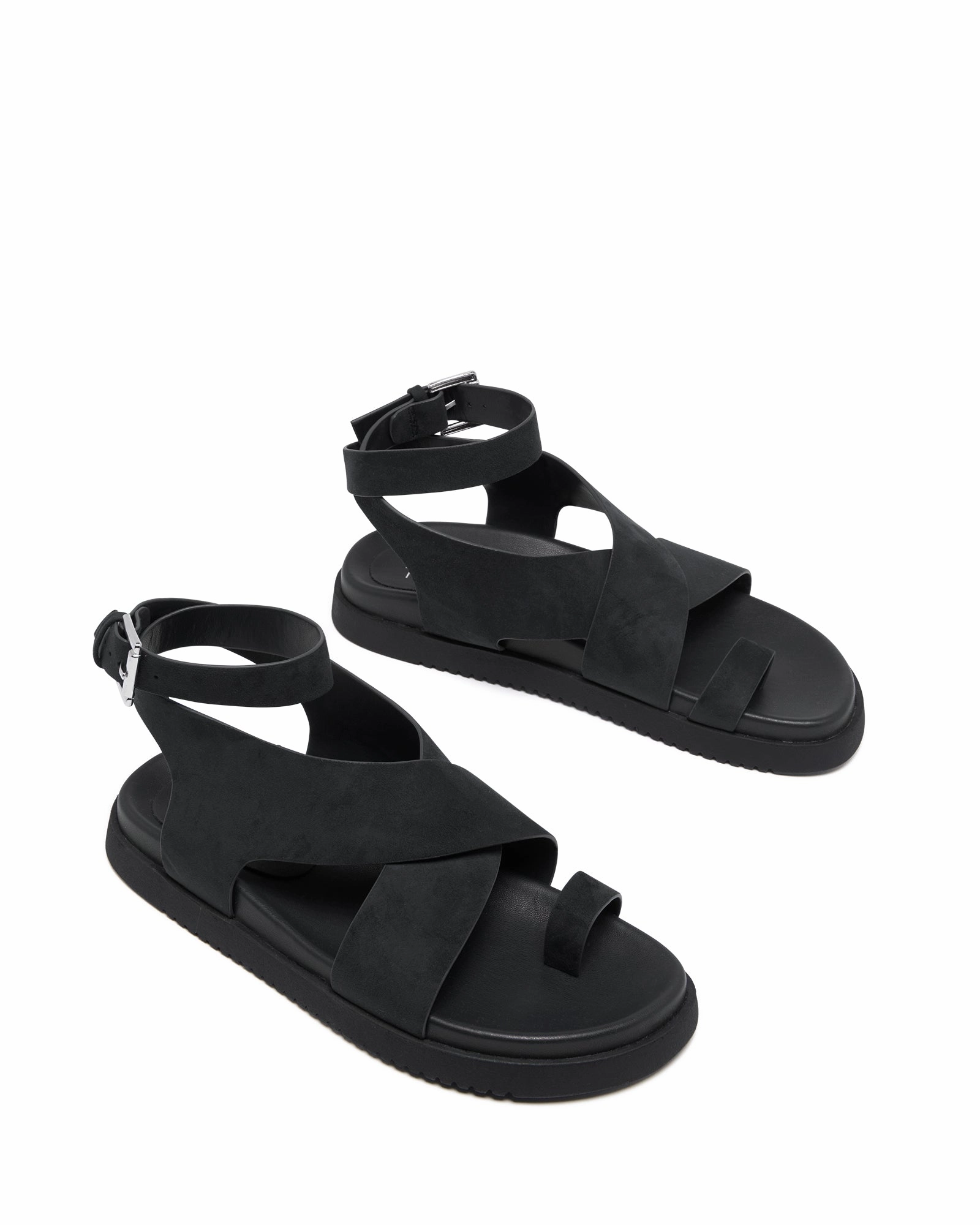 Redeem Sandal Black Suede Flexible Vacation Shoes