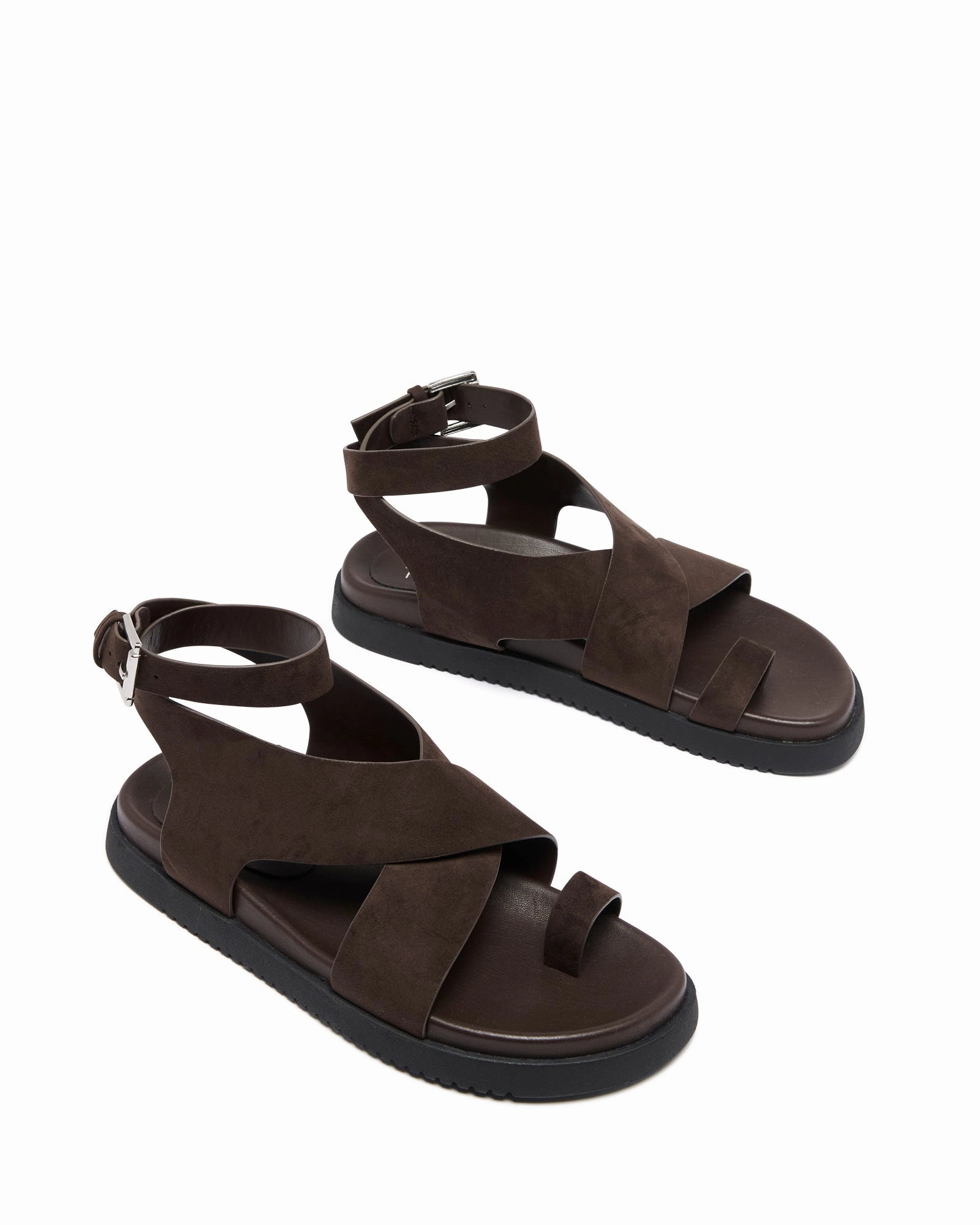 Redeem Sandal Chocolate Suede Open Frame