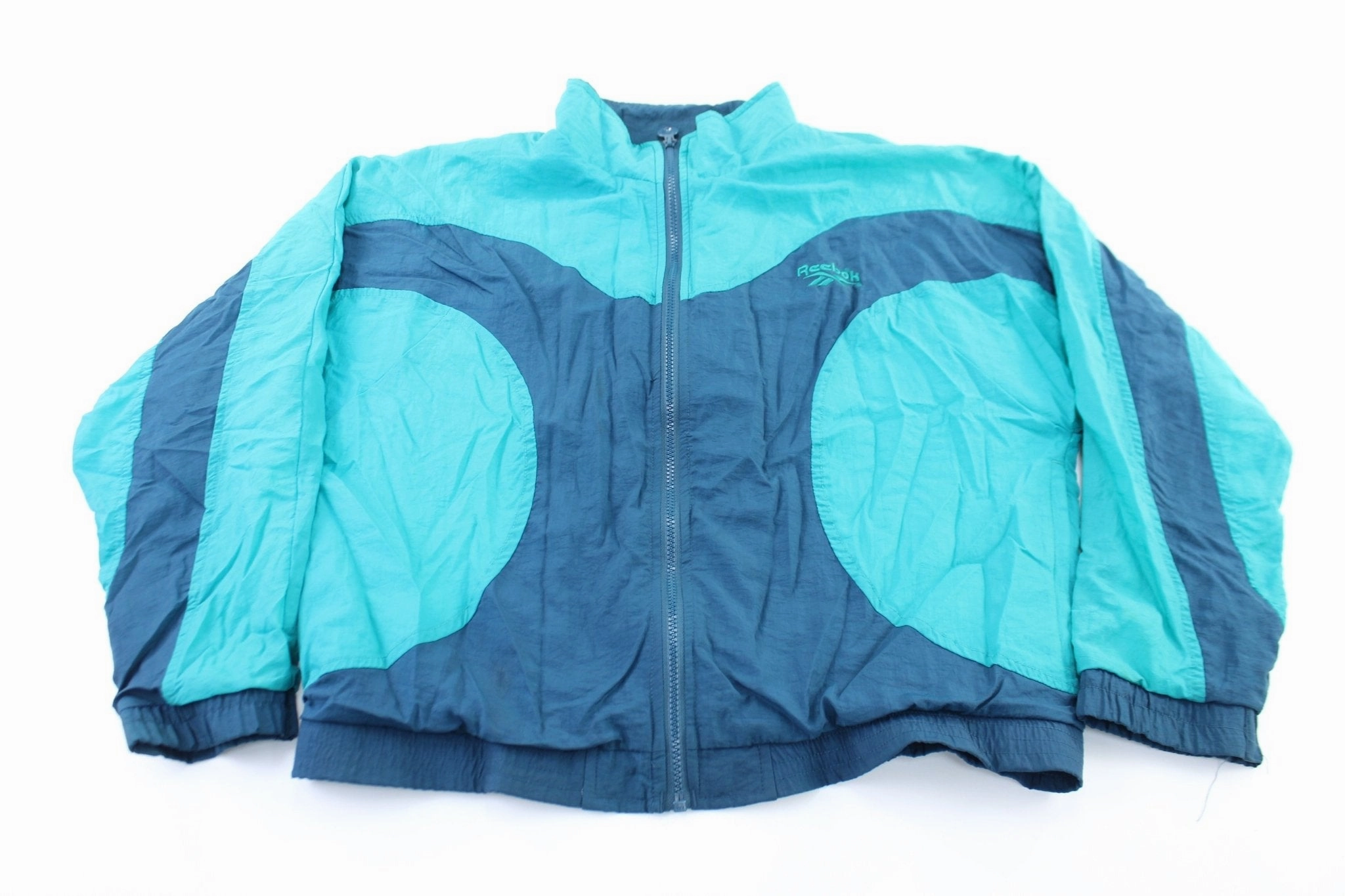 waterproof Reebok Embroidered Logo Aqua & Teal Zip Up Jacket