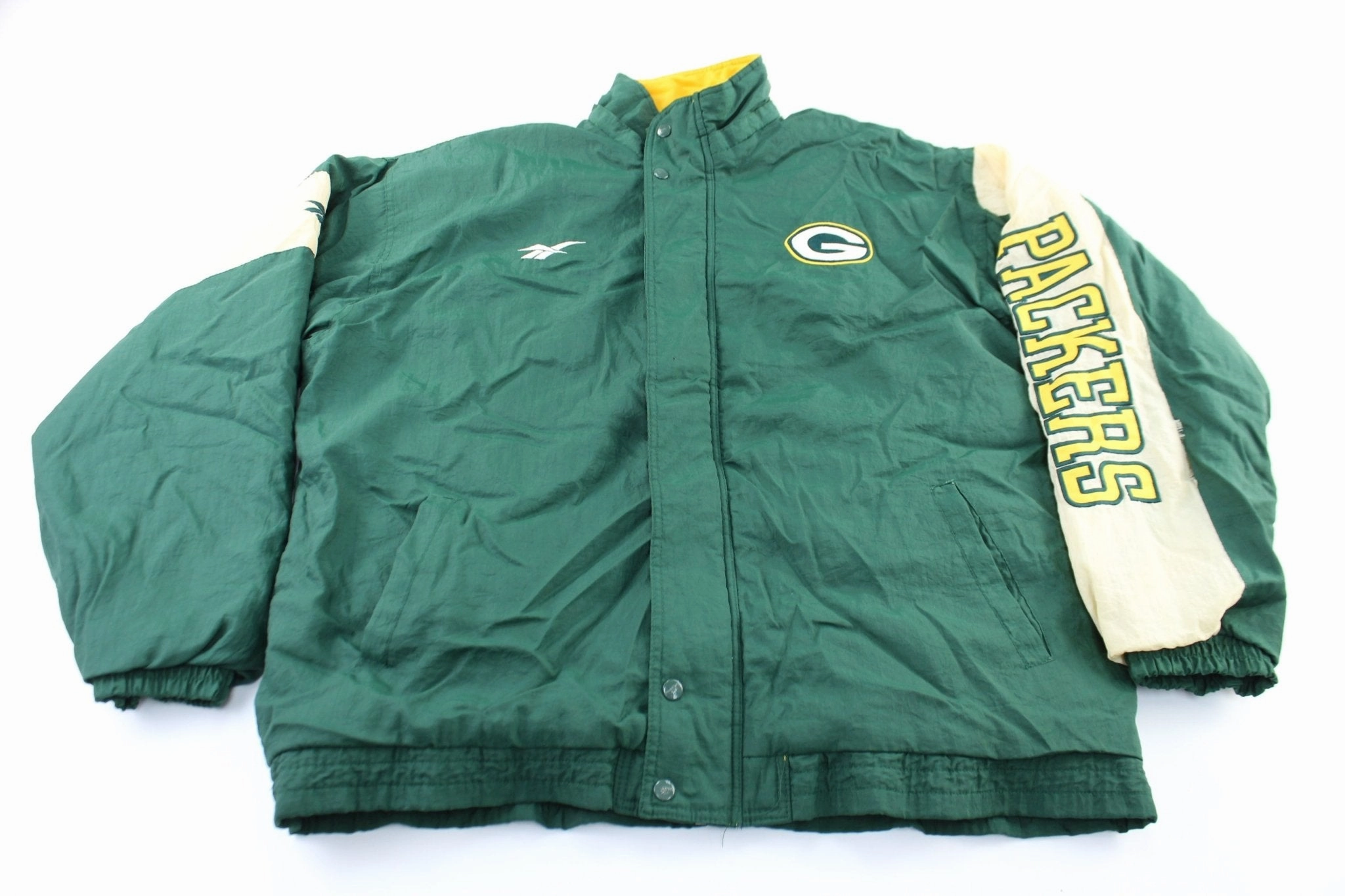platform Reebok Embroidered Logo Green Bay Packers Zip Up Jacket