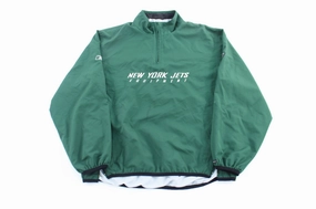Reebok Embroidered New York Jets Windbreaker Pullover AntiStatic Lining