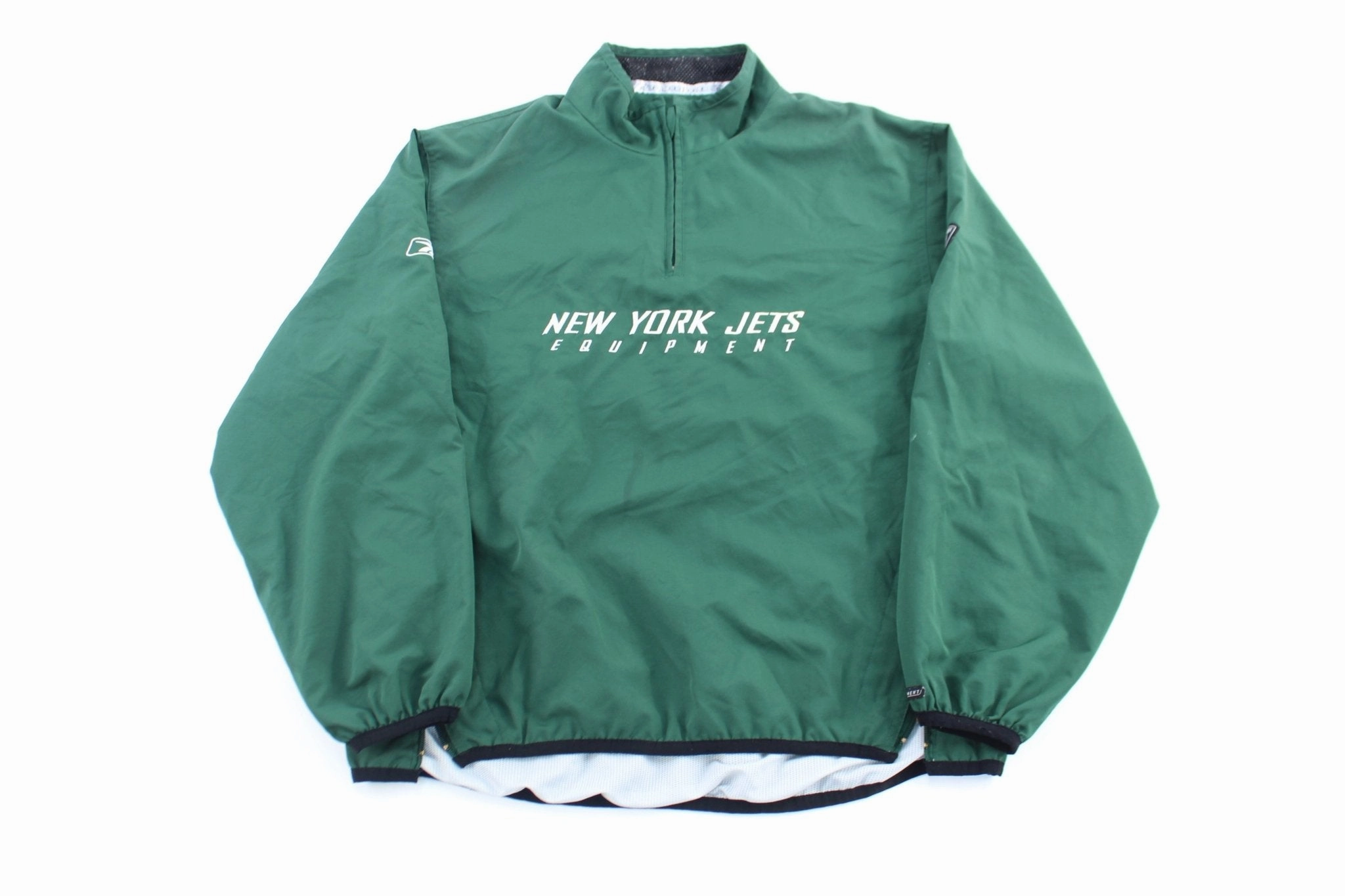 Reebok Embroidered New York Jets Windbreaker Pullover AntiStatic Lining