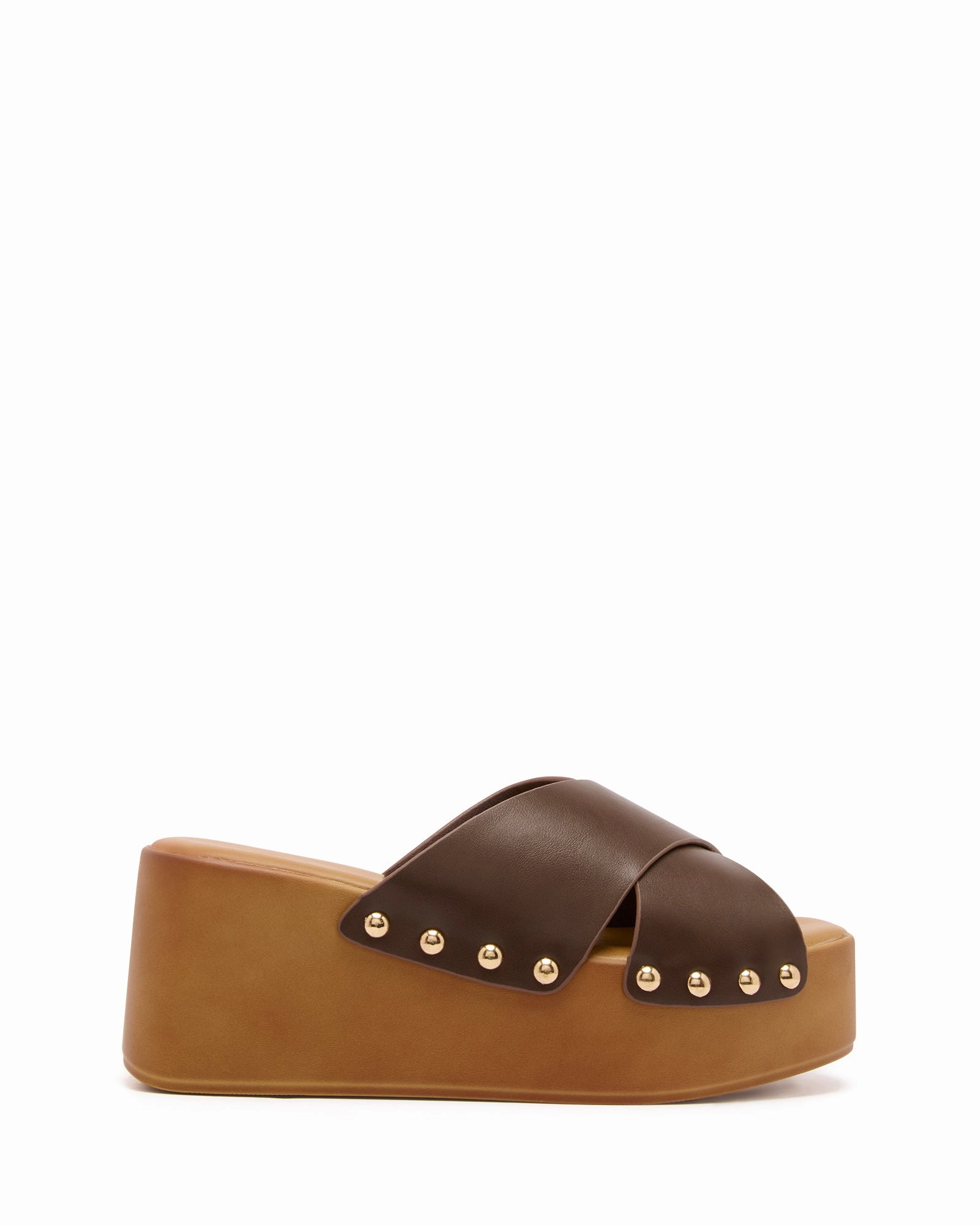 Iver Platform Clog Chocolate lace up closure