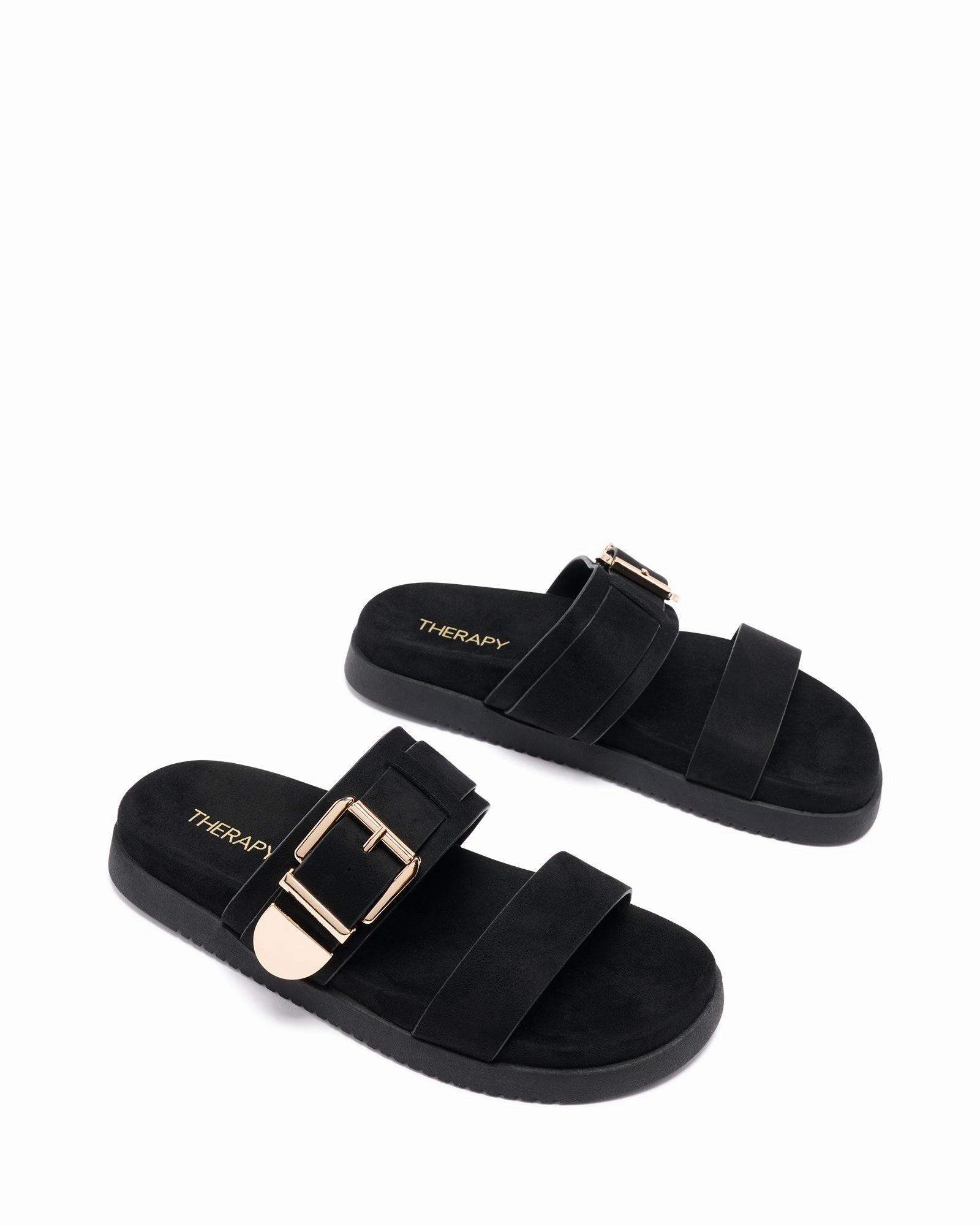 Remi Sandal Black Suede Soft Mesh Quick Release Buckle