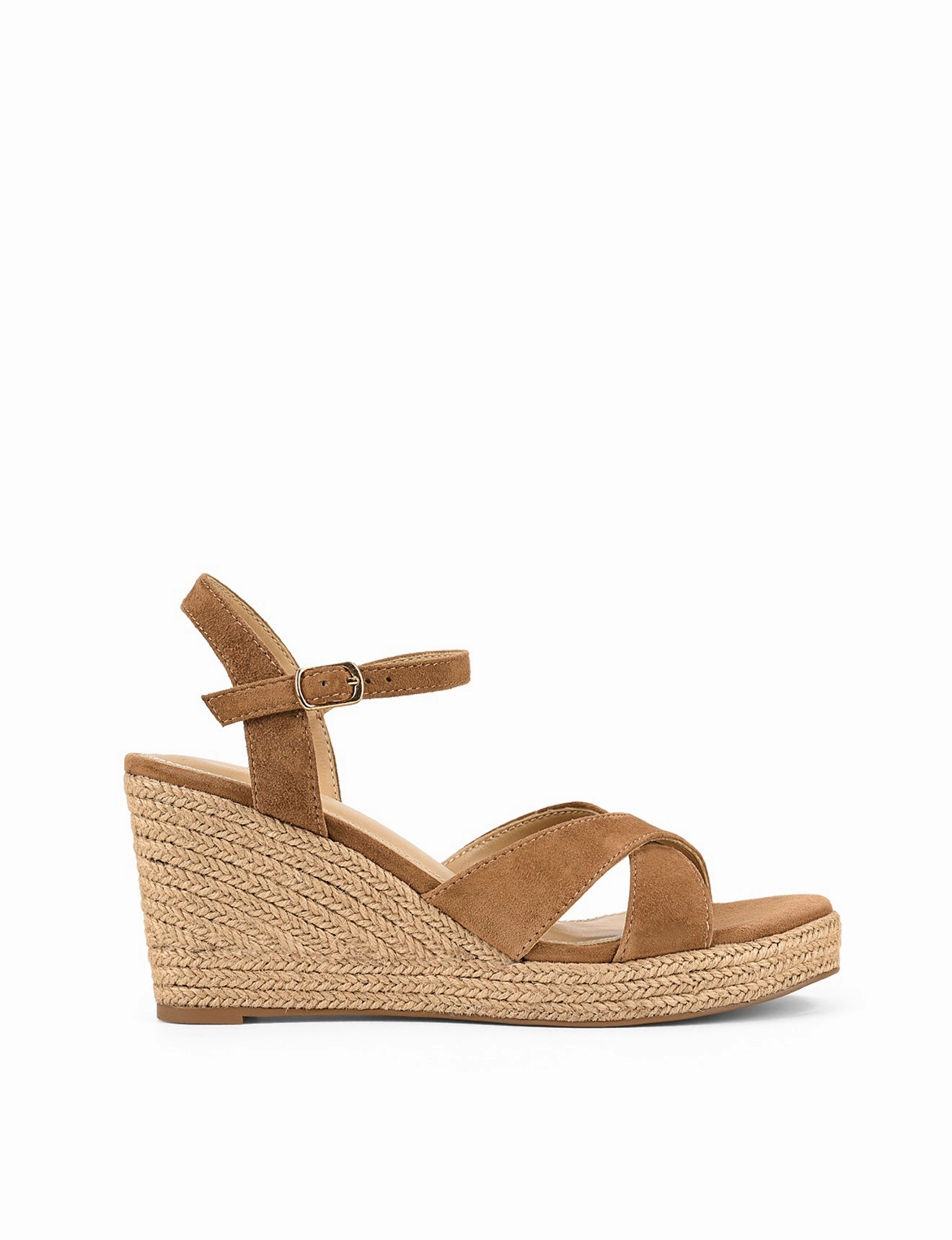 Remington Rope Wedges - Tobacco Suede Classic White Heels