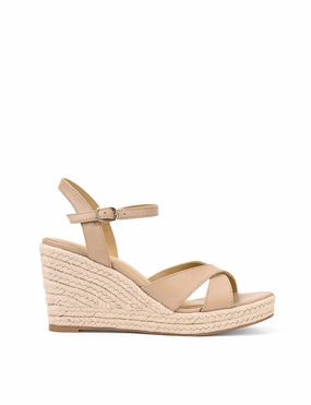 casual daily wear Remmie Rope Wedges - Nude Leather