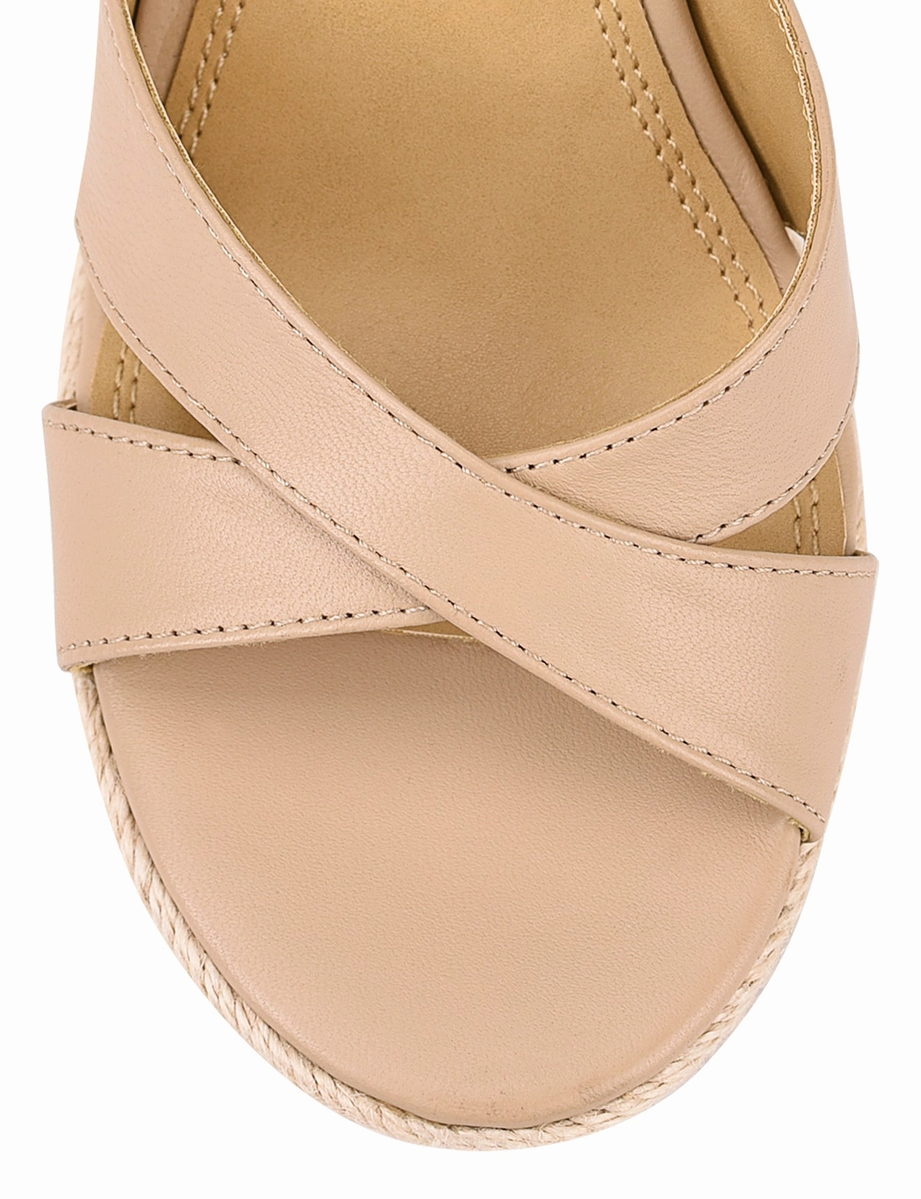 Remmie Rope Wedges - Nude Leather Trendy Piece City Chic