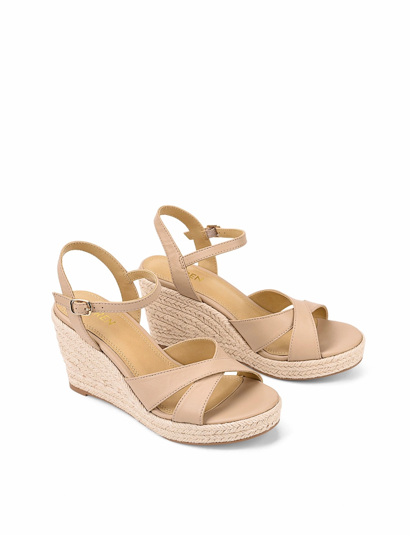 Remmie Rope Wedges - Nude Leather Vintage Vibe PU midsole