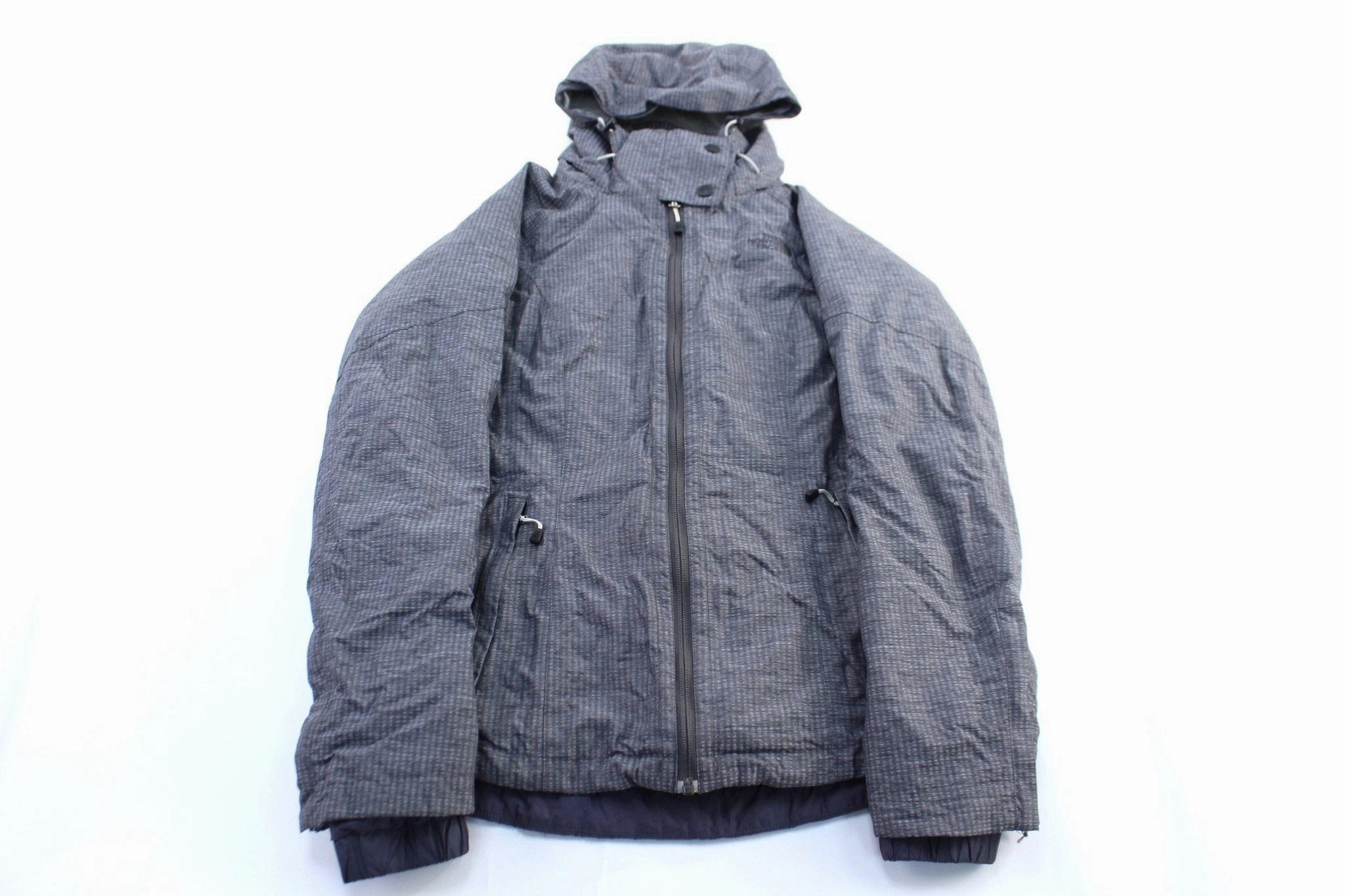 Women's The North Face Embroidered Logo Grey 2-In-1 Zip Up Jacket Fall Friendly fishermen